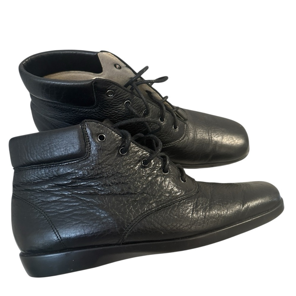 Ros Hommerson 7.5N Women’s Black Leather Lace-Up Comfort Ankle Boots #36560